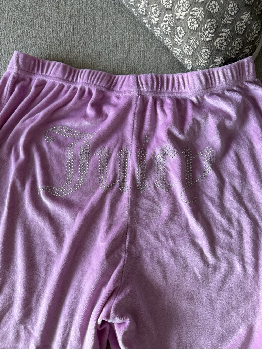 Juicy Couture Lavender Rhinestone Logo Wide Leg Sweatpants